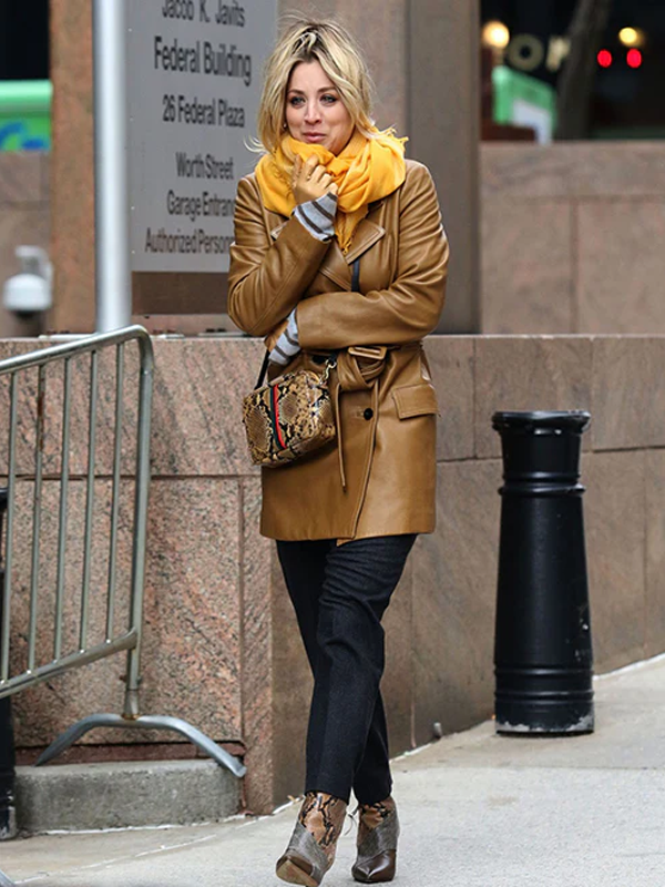 The Flight Attendant Cassandra Bowden Leather Peacoat