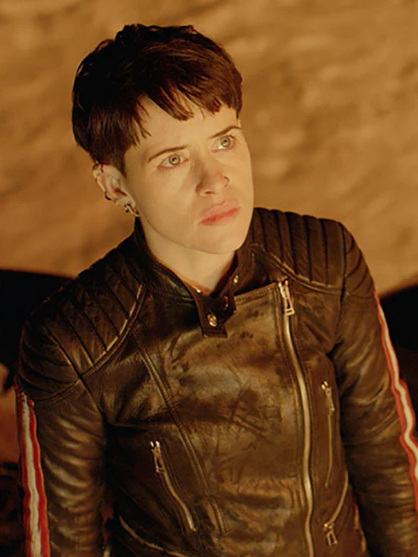 The Girl in the Spiders Web Claire Foy Leather Black Biker Jacket