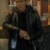 The Umbrella Academy Justin H. Min Black Leather Hooded Jacket