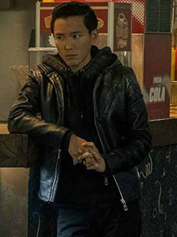 The Umbrella Academy Justin H. Min Black Leather Hooded Jacket
