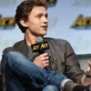 Tom Holland Black Leather Bomber Jacket