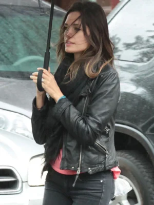 Torrey DeVitto Black Biker Jacket