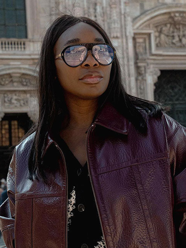 Venus Williams Maroon Leather Jacket