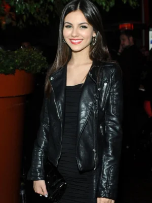 Victoria Justice Black Leather Jacket