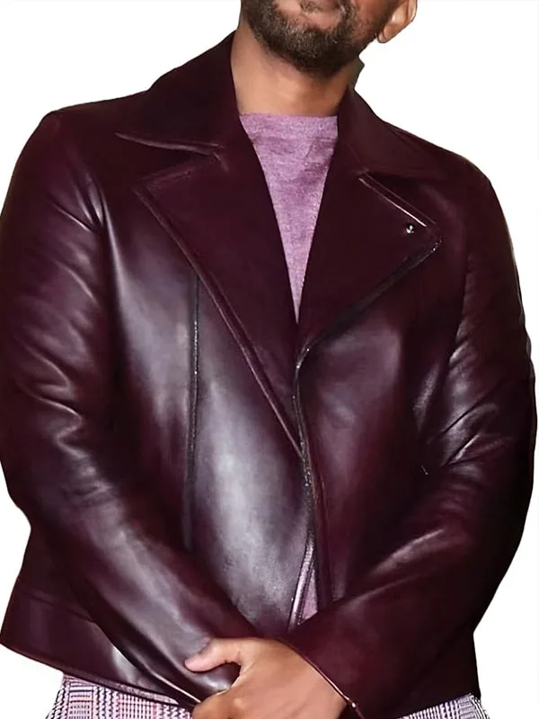 Will Smith Promotion Burgundy Leather Jacket