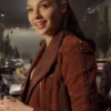 Wonder Woman Brown Biker Jacket