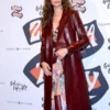 Zendaya Maroon Leather Coat