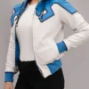 Blue Beetle Jaime Reyes Blue Leather Bomber Jacket
