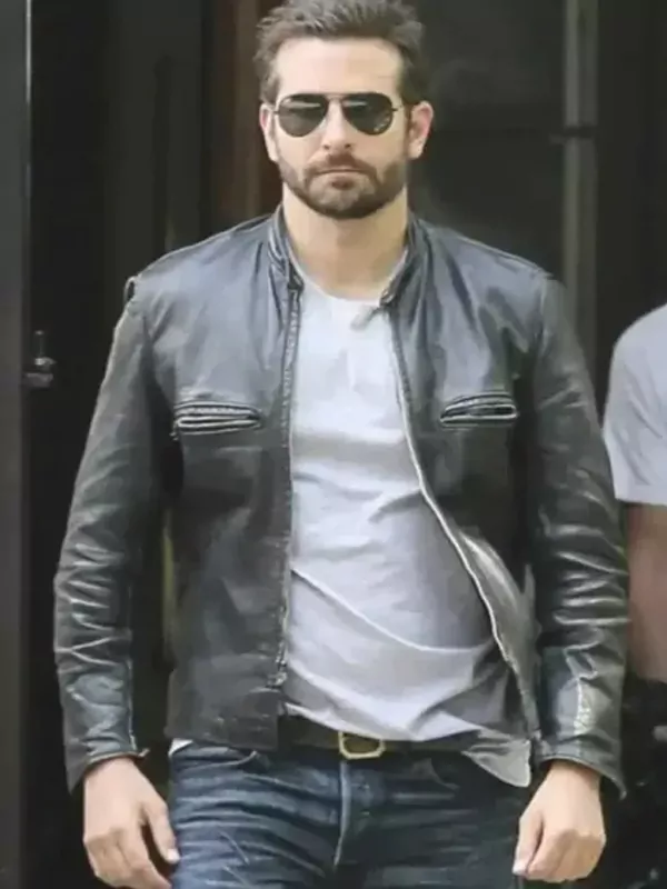 Bradley Cooper Black Leather Biker Jacket