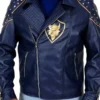 Descendants 2 King Ben Studded Blue Leather Biker Jacket