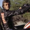 Easy Rider USA Flag Black Leather Cafe Jacket