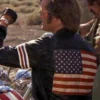 Easy Rider USA Flag Black Leather Racer Jacket