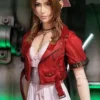 Final Fantasy 7 Rebirth Aerith Gainsborough Red Leather Cropped JacketFinal Fantasy 7 Rebirth Aerith Gainsborough Red Leather Cropped Jacket