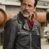 Jeffrey Dean Morgan The Walking Dead Negan Smith Black Leather Jacket