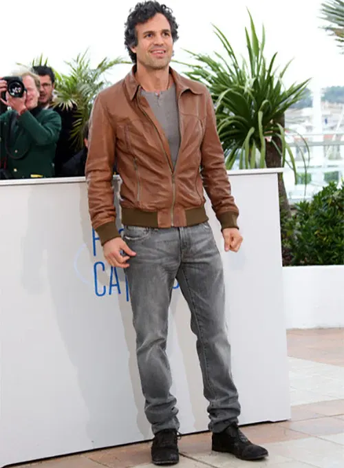 Mark Ruffalo Cannes Film Festival Brown Leather Jacket