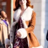 Modern Love Lexi Anne Hathaway Shearling Brown Leather Coat