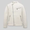 Nicolas Cage American Actor Off White Leather Jacket