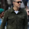 Red Notice Ryan Reynolds Green Leather Trucker Jacket