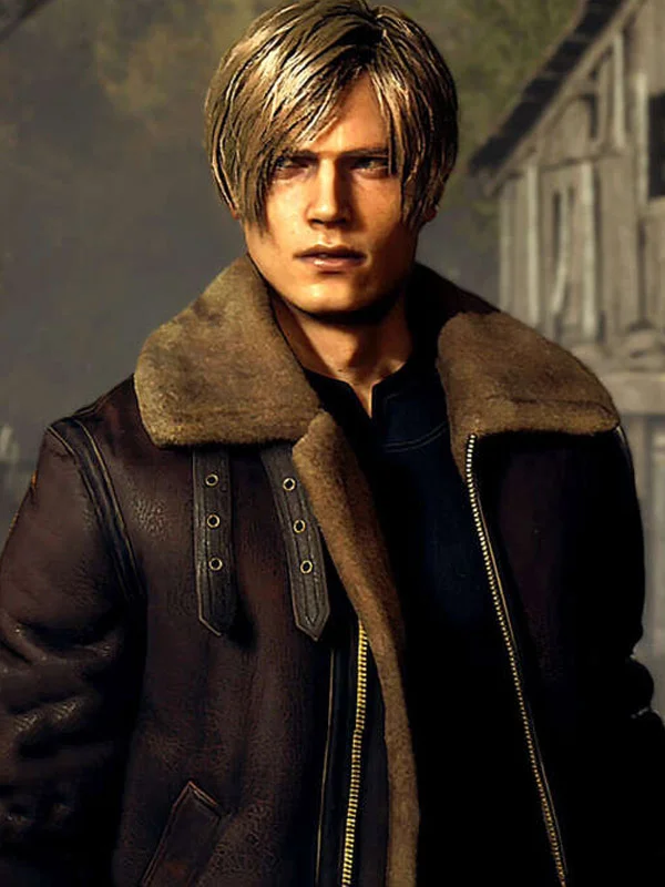 Resident Evil 4 Leon S. Kennedy Shearling Brown Leather Jacket