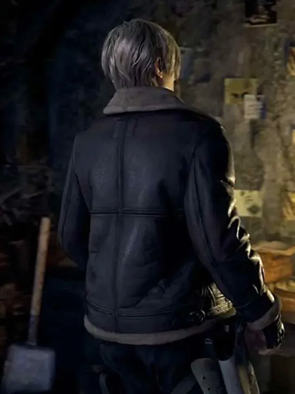 Resident Evil 4 Leon S. Kennedy Shearling Leather Jacket