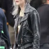 Skull Samara Weaving Guns Akimbo Studded Biker Leather Jacket