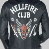 Stranger Things Hellfire Club Black Leather Biker Jacket