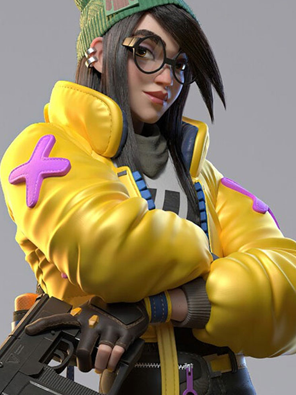 Valorant Killjoy Yellow Leather Cropped Jacket Womens