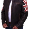 Vintage Style Cafe Racer UK Flag Brown Jacket