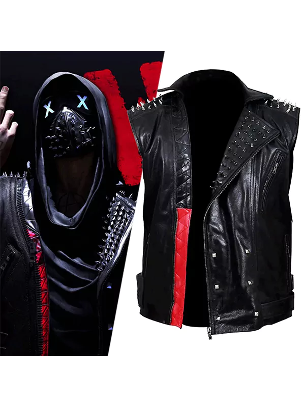 Watch Dogs Bloodline Wrench Studded Black Leather Vest