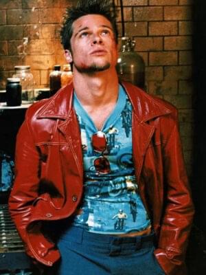 Brad Pitt Leather Red Jacket