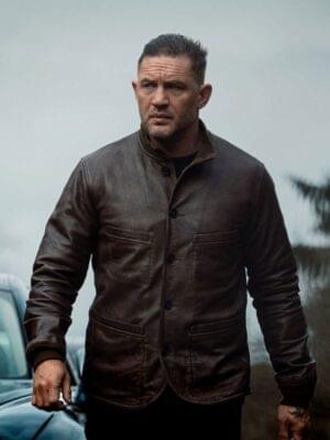Tom Hardy MobLand 2025 Brown Leather Bomber Jacket